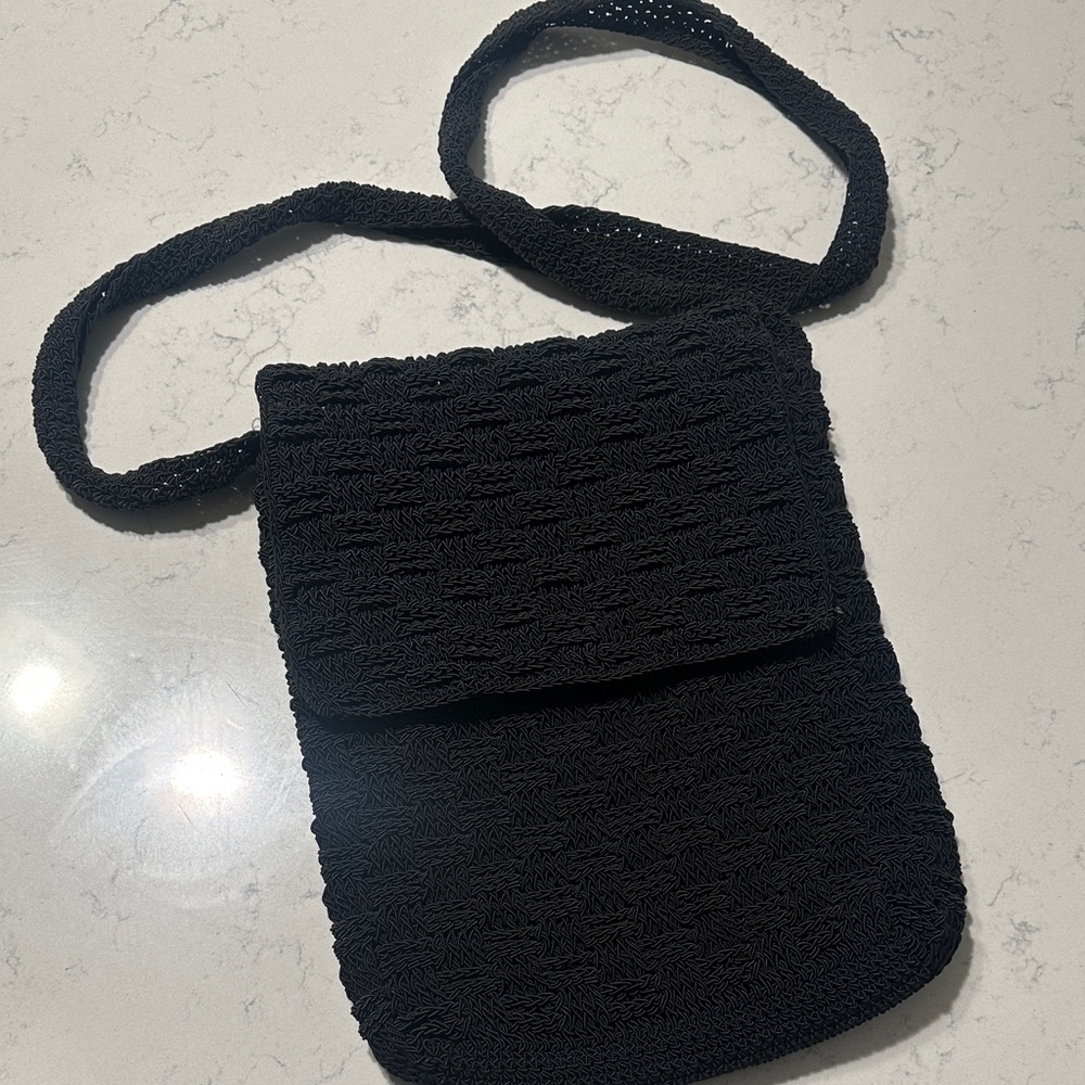 Elegant Black Crochet Shoulder Bag